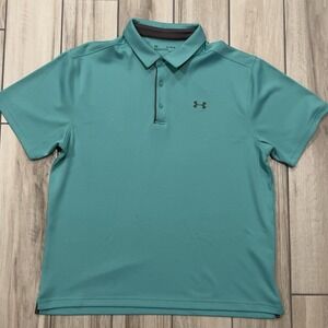 Under Armour Polo Shirt Mens Size XL Green Blue Golf Casual Short Sleeve